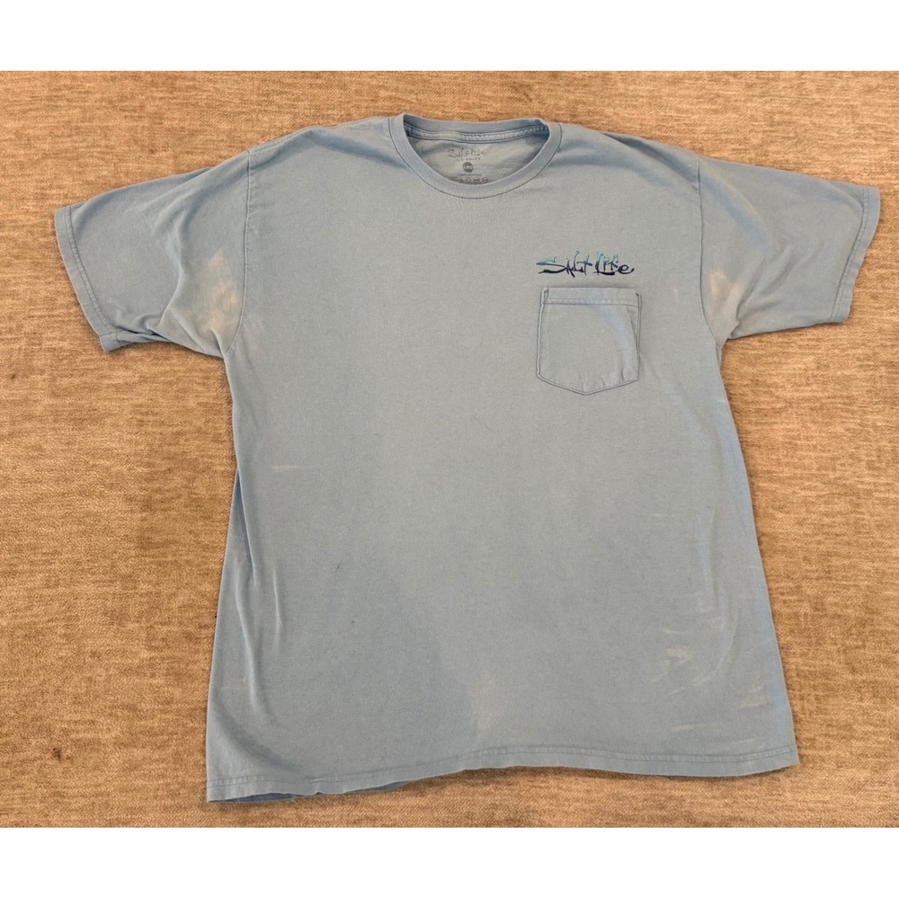 Off The‎ Hook Blue Crab Graphic Pocket T-Shirt Coastal Beach Short Sleeve